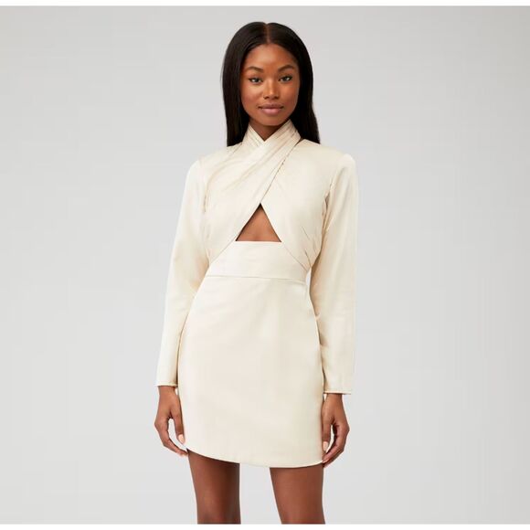 NWT Keepsake Emilio Long Sleeve Mini Dress Oyster Off White - Size 4 - Picture 1 of 5
